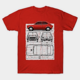 The beautiful, convenient and advanced to his time italian car with blueprint drawing T-Shirt
